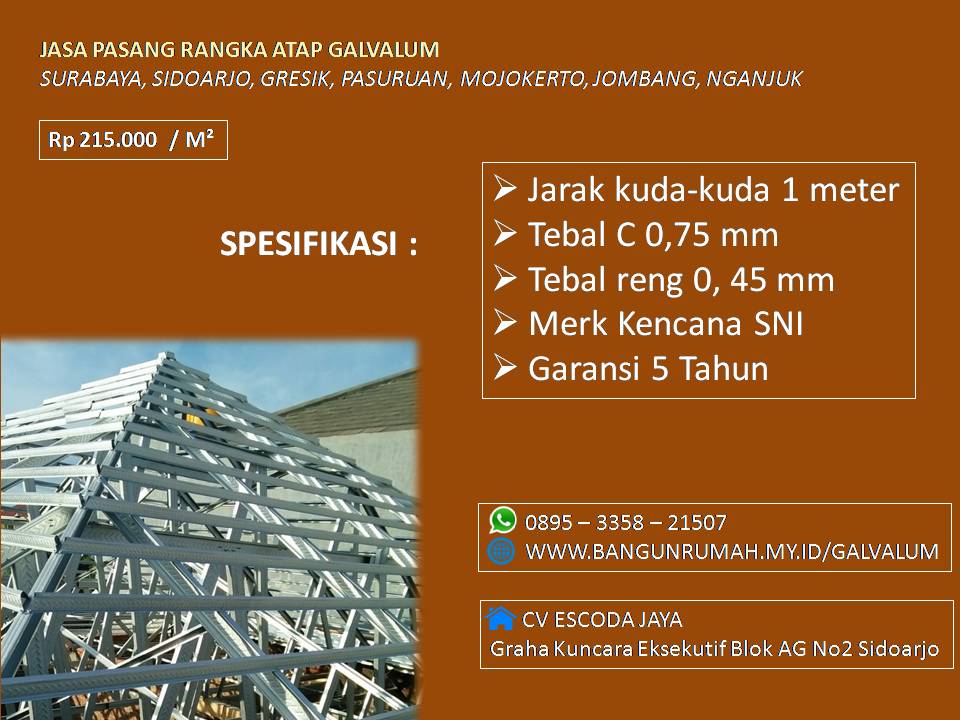 Biaya pasang atap galvalum per meter